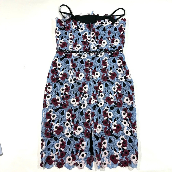 Adelyn Rae Harlow Lace Sheath Dress Blue And Wine - Picture 3 of 8